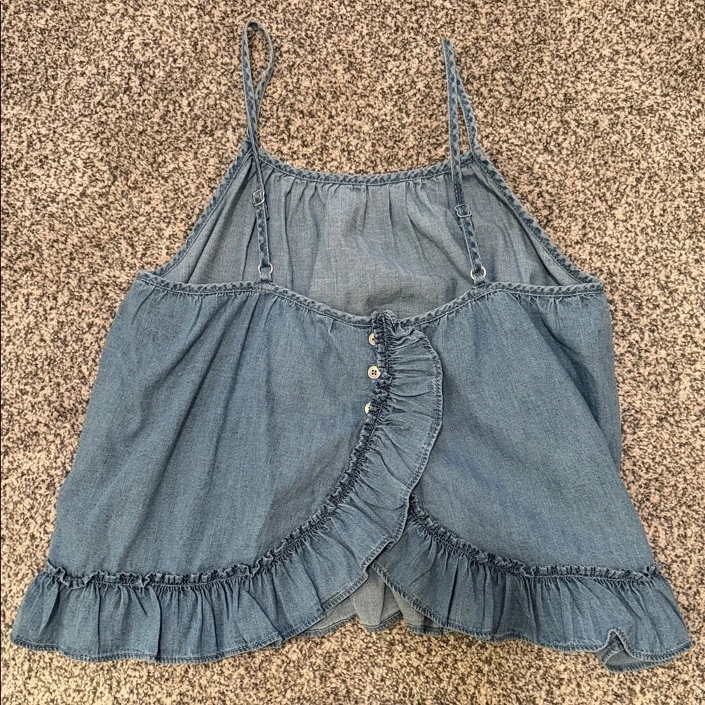 GAP Kids Strappy Ruffle Denim Top